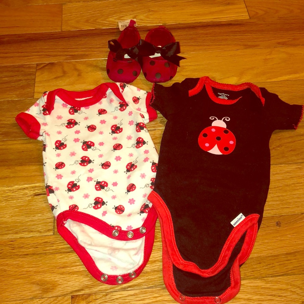 Onesies with matching shoes for baby girl
